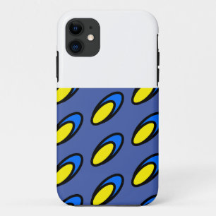Moderne, heldere, blauwe, gele schijven, bovenaan iPhone 11 hoesje