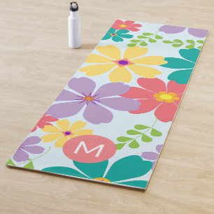 Moderne, heldere bloem yogamat