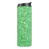 Moderne, heldere, groene glittertextuur thermosbeker (Gedraaid links)
