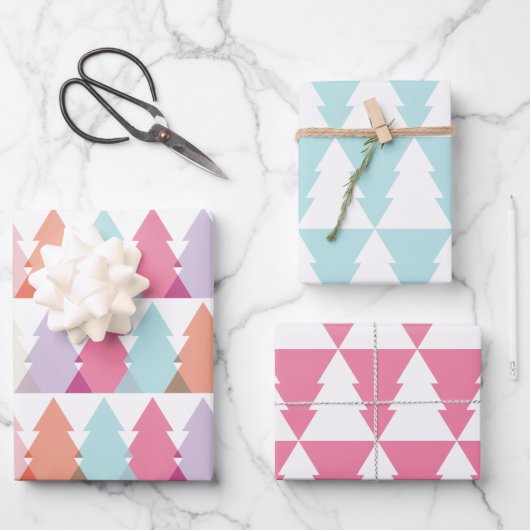 Moderne heldere kerstbomen inpakpapier vel (Voorkant)