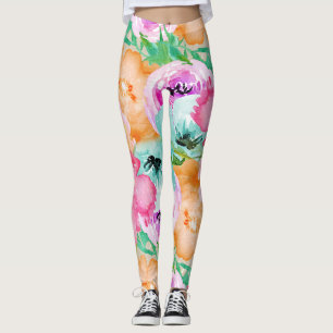 Moderne heldere kleurrijke lente bloemrijke waterv leggings