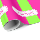 Moderne, heldere, roze, groene monogram cadeaupapier (Rol Hoek)