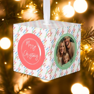 Moderne heldere vrolijke foto Keepsake Kubus Ornament