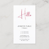 Moderne Hello Carte de visite Professionnel Vertic (Dos)