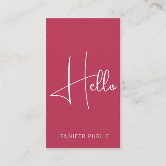 Moderne Hello Carte de visite Professionnel Vertic (Devant)