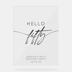 Moderne Hello Fifty 50ste verpartij Welcome Acryl Bord