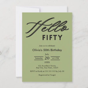 Moderne Hello Fifty Sage Green 50e verjaardag Kaart