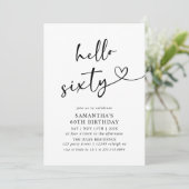 Moderne Hello Sixty Zwart-wit 60ste verjaardag Kaart (Staand voorkant)