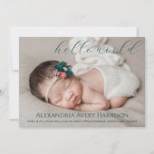 Moderne Hello World Script Baby Faire-part de nais (Devant)