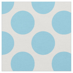 Moderne Hemelblauwe en Witte Grote Polka Dots Stof
