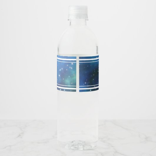 Moderne hemelruimte Galaxy Monogram Waterfles Etiket (Achterkant)