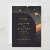 Moderne hemelse muzikale maan Galaxy bruiloft Kaart (Voorkant)