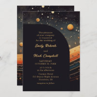 Moderne hemelse muzikale maan Galaxy bruiloft