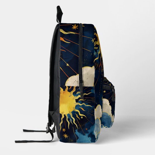 Moderne hemelse zonsterren en blauwe wolken bedrukte rugzak (Links)