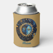 Moderne hemelstelsel zon maan monogram blikjeskoeler (Blikje Achterkant)