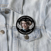 Moderne herdenkingsfoto van de begrafenis ronde button 7,6 cm (In situ)