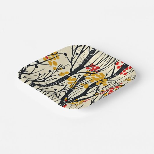 Moderne Herfst Abstract Scandinavisch Papieren Bordje (Gebogen)