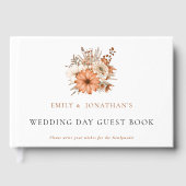 Moderne herfst bloemen bladeren bruiloft dag gastenboek (Voorkant)