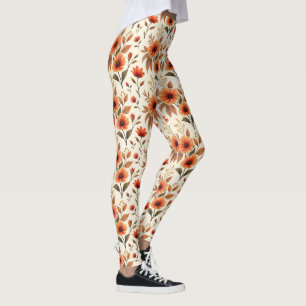 Moderne Herfst Bloemen Leggings