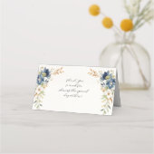 Moderne Herfst Bloemen Waterverf Blauw Ivoor Recep (Achterkant)