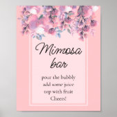 Moderne herfst bloemige stoffige roze mimosa bar poster (Voorkant)