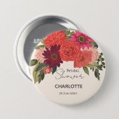 Moderne herfst bloemstuk bruidsdouche ronde button 7,6 cm (Voorkant /achterkant)