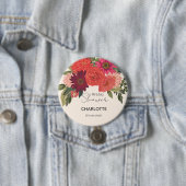 Moderne herfst bloemstuk bruidsdouche ronde button 7,6 cm (In situ)