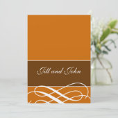 Moderne herfst bruiloft Oranje bruin Kaart (Staand voorkant)