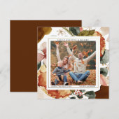 Moderne herfst elegante bloemen foto groet feestdagenkaart (Voorkant / Achterkant)