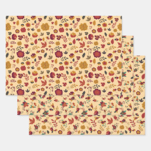 Moderne Herfst Floral Pattern Inpakpapier Vel