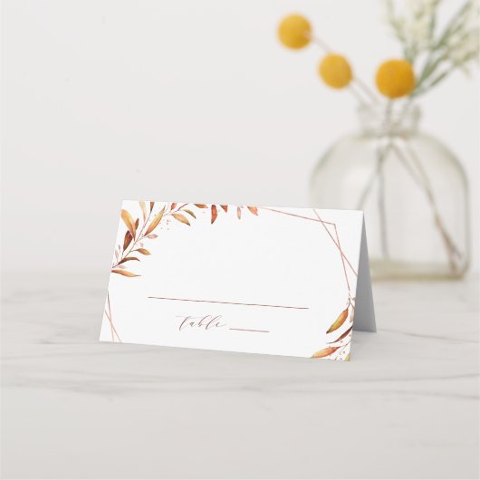 Moderne Herfst Greenery Geometric Rustic Wedding (Voorkant)