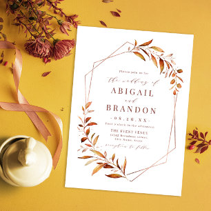 Moderne Herfst Greenery Geometric Rustic Wedding I Kaart