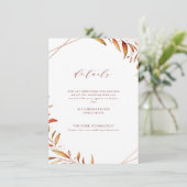Moderne Herfst Greenery Geometric Rustic Wedding Informatiekaartje (Staand voorkant)