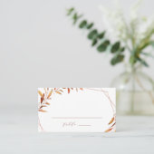 Moderne Herfst Greenery Geometric Rustic Wedding Plaatskaartje (Staand voorkant)
