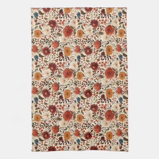 Moderne herfst Herfst Botanische Bloemen Theedoek (Verticaal)