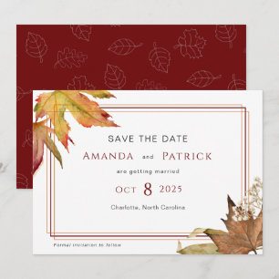 Moderne herfst herfst vertrekt tuinbruiloft save the date