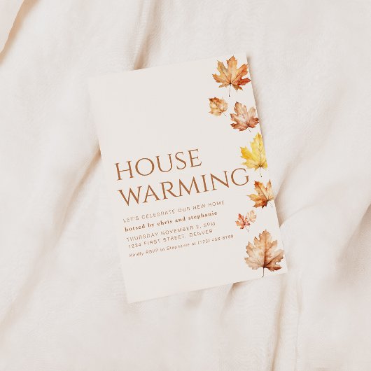 Moderne Herfst Housewarming Party Uitnodigen met b Kaart