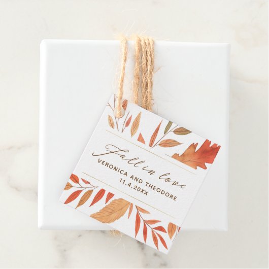 Moderne Herfst in liefdesherfst vertrekt weddensch Bedankjes Labels (In situ)