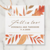 Moderne Herfst in liefdesherfst vertrekt weddensch Bedankjes Labels (Voorkant)