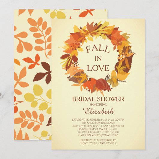 Moderne Herfst najaar — Grote bridale doucheuitnod Kaart (Voorkant / Achterkant)