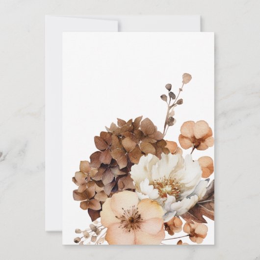 Moderne Herfst Neutraal Bloemen Lijst Bruidslunch Kaart (Achterkant)