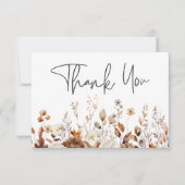 Moderne herfst neutrale bloemenframe bruiloft bedankkaart (Voorkant)