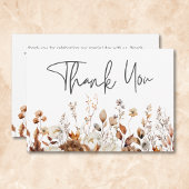 Moderne herfst neutrale bloemenframe bruiloft bedankkaart