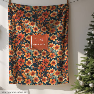 Moderne herfst terracotta bloeit diepgroene deken