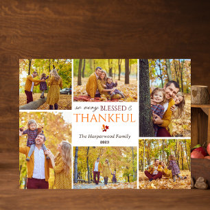 Moderne Herfst Thanksgiving familie foto collage Feestdagenkaart