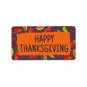 Moderne herfstbladeren Kastanjes vallen Thanksgivi Etiket (Voorkant)
