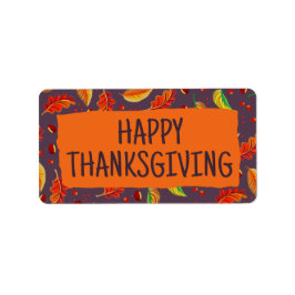 Moderne herfstbladeren Kastanjes vallen Thanksgivi Etiket