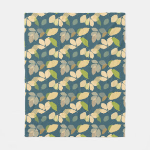 Moderne herfstbladeren met turquoise achtergrond fleece deken