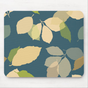Moderne herfstbladeren met turquoise achtergrond muismat