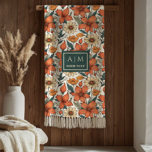 Moderne herfstbloemen salie pastelkleur olijf roes fleece deken